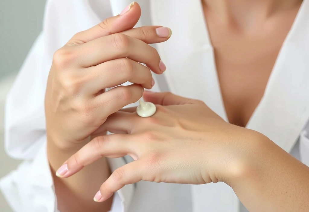 Application of cream on hand